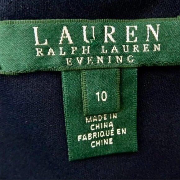 Lauren Ralph Lauren Evening Sequin Lace Maxi Dress Gown Navy Blue SZ 10 - Picture 6 of 7